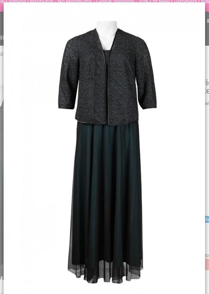 Alex Evenings 417224 Square Neck Metallic Knit Jacquard & Jersey Mesh Dress Alex Evenings