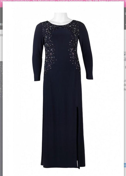 Alex Evening 4351303 Scoop Neck Long Sleeve Embellished Alex Evenings