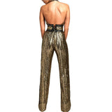 Gold Sequin Striped Jumpsuit - Jazmine & Yazmine Designer Boutique