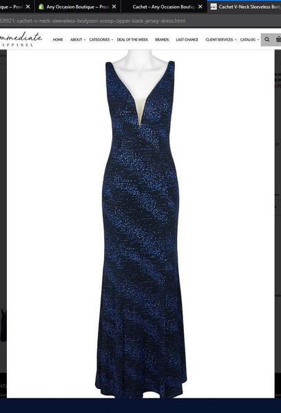 Cachet 59921 V-Neck Sleeveless Bodycon Scoop Zipper Back Jersey Dress Cachet