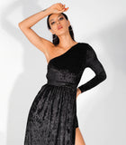 One Shoulder Velvet Dress - Jazmine & Yazmine Designer Boutique