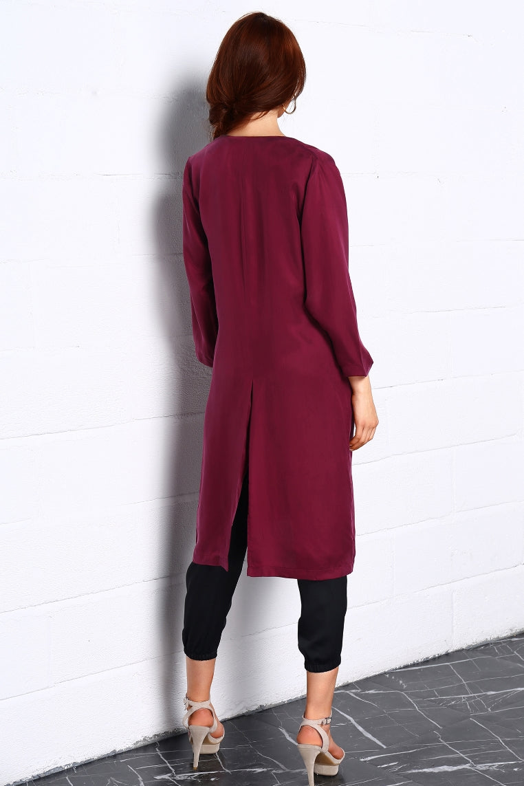 Night Dance Long Coat In Red - Jazmine & Yazmine Designer Boutique