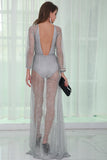 Silver Glitter Backless Dress - Jazmine & Yazmine Designer Boutique