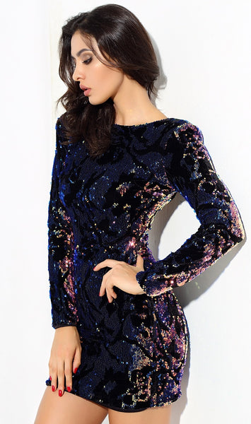 Velvet Sequin Party Dress - Jazmine & Yazmine Designer Boutique