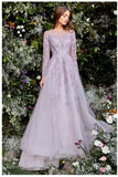 Andrea & Leo Couture A1024 Diana Long SLV Gown Regal, Elegant Yet Soft, Andrea & Leo Couture