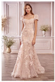 Andrea & Leo Couture A1025 Blume Floral Mermaid Gown In Soft Blushing Floral Embroidery Lace Andrea & Leo Couture