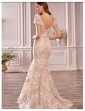 Andrea & Leo Couture A1025 Blume Floral Mermaid Gown In Soft Blushing Floral Embroidery Lace Andrea & Leo Couture