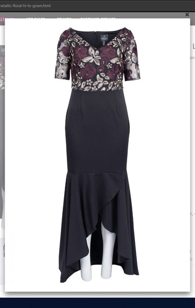 Adrianna Papell AP1E204611 Metallic Floral Hi- Lo Gown Adrianna Papell