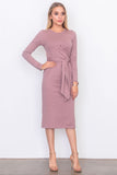 Front knot jersey midi dress - Jazmine & Yazmine Designer Boutique