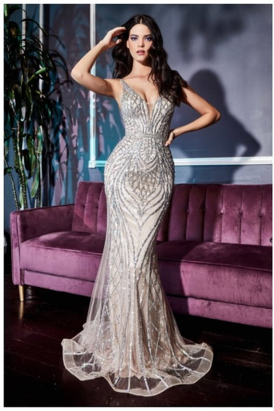 Cinderella Divine CD935 Art Deco Fitted Gown Cinderella Divine