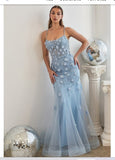 LA Divine BY Cinderella CD995 Fitted Floral Applique Tulle Gown Cinderella Divine