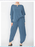 IC Collection 5563T Asymmetrical Draped Sleeve Top IC Collection