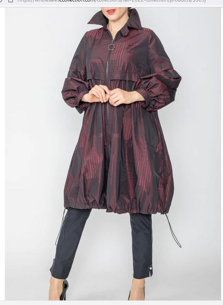 IC Collection 5569J Zip Front Balloon Sleeve Jacket With Draw String At Hem IC Collection