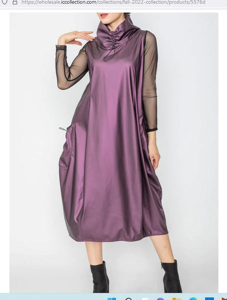 IC Collection 5576D 1PC Sleeveless Balloon Dress With Side Design Pockets IC Collection