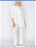 IC Collection 5718T 1PC 3/4 Length Sleeves Over Size Tunic Asymmetrical  Layered Tunic IC Collection