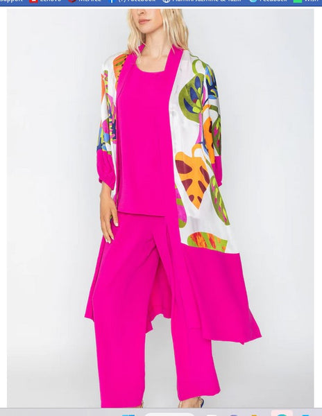 IC Collection 5752J 1PC Long Duster With 3/4 Length Sleeves IC Collection