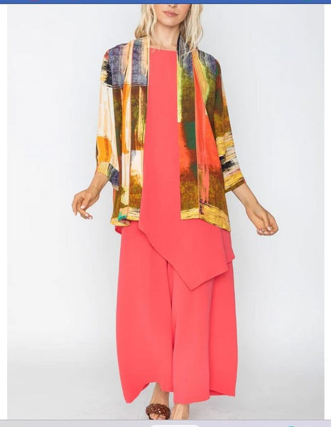 IC Collection 5775J 1PC 3/4 Sleeve Jacket In Print Fabric. IC Collection