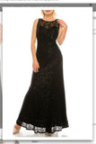 Ignite  Evenings 3802R  Navy Sequined Lace Long Evening Gown Ignite