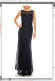 Ignite  Evenings 3802R  Navy Sequined Lace Long Evening Gown Ignite