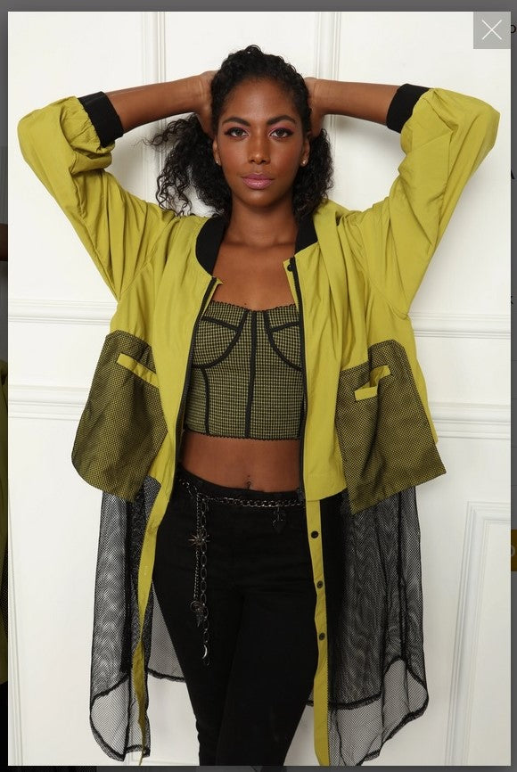 Luxe Moda LM-154 Multi media Gold/Black Jacket mixed with Mesh fabric Luxe Moda