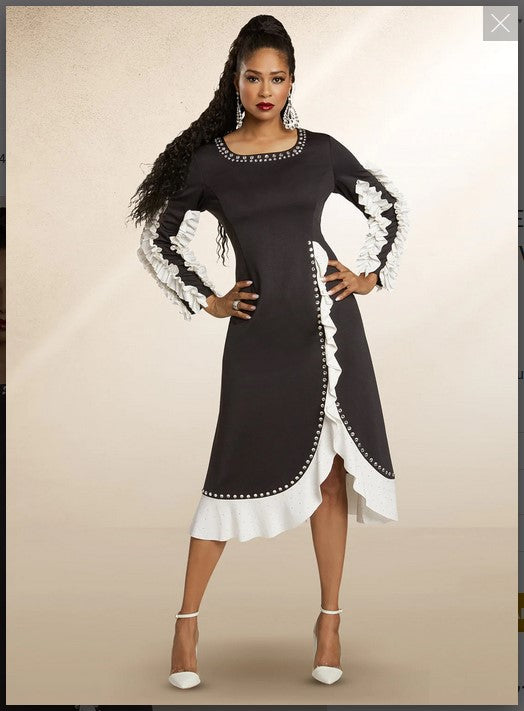 Love the Queen Style 17434,BLACK/WHITE, 1 Pc.Dress Love The Queen