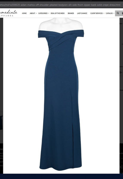 Slit Aidan Mattox  MD1E200620 Off-Shoulder Pleated Bodycon Aidan Mattox