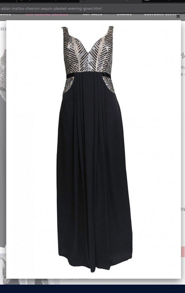 Aidan Mattox MD1E202402 Chevron Sequin Pleated Evening Gown Aidan Mattox