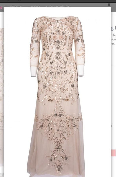 Aidan Mattox MD1E202728 Champagne Long Evening Gown Aidan Mattox