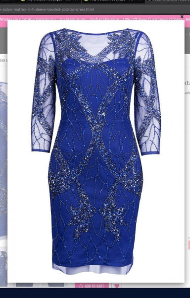 Aidan Mattox MD1E203136 3-4 Sleeve Beaded Cocktail Dress Aidan Mattox