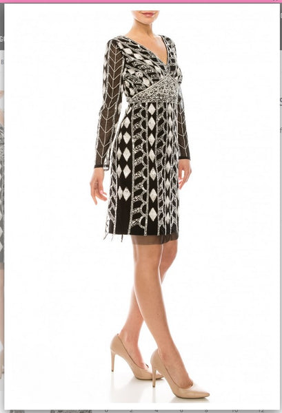 Aidan Mattox MD1E204622 Black Embellished Shift Short Evening Party Dress Aidan Mattox