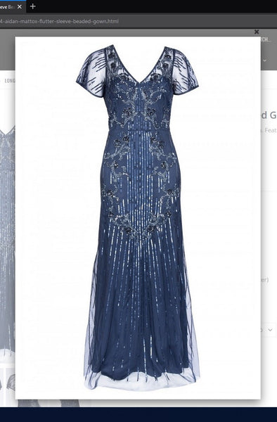 Aidan Mattox  MD1E203304 Flutter Sleeve Beaded Gown - Jazmine & Yazmine Designer Boutique