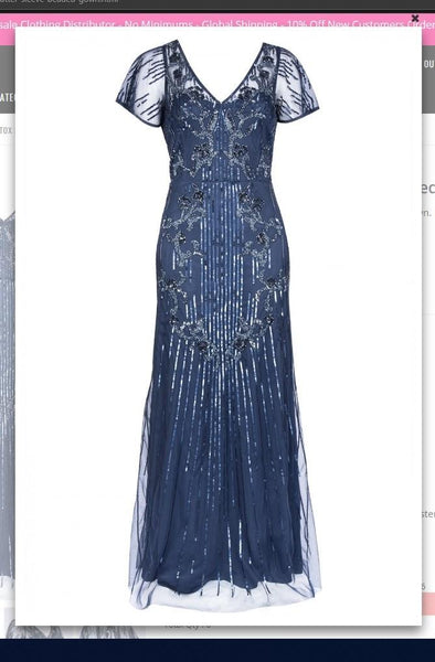 Aidan Mattox MD1E203304 Flutter Sleeve Beaded Gown Aidan Mattox