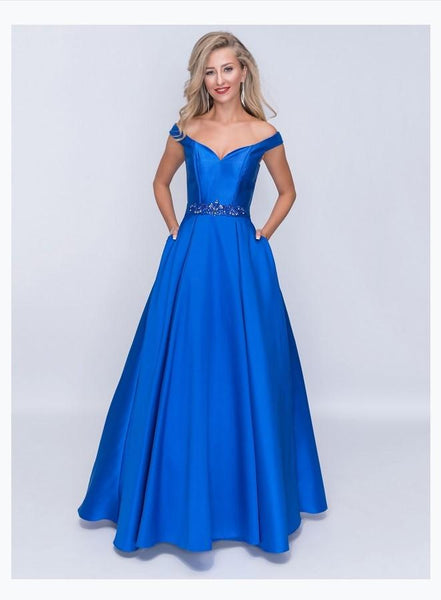 Nina Canacci 1418-1 Off The Shoulder Ballgown With Back Zipper In Mikado Fabric Nina Canacci