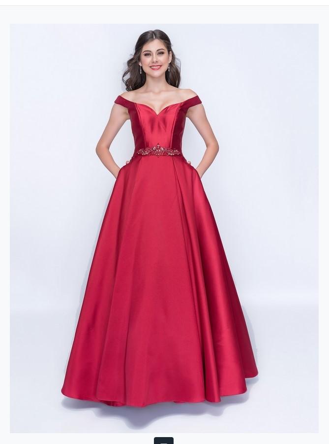 Nina Canacci 1418-1 Off The Shoulder Ballgown With Back Zipper In Mikado Fabric Nina Canacci
