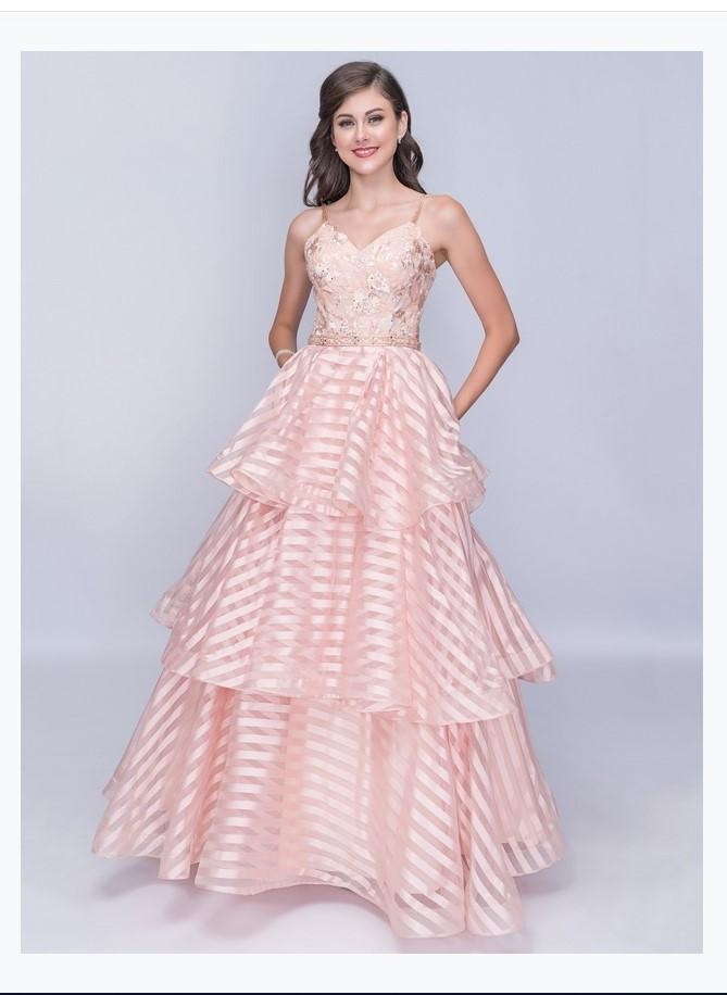 Nina Canacci 1435 Spaghetti Strap Ballgown With Tiers Nina Canacci