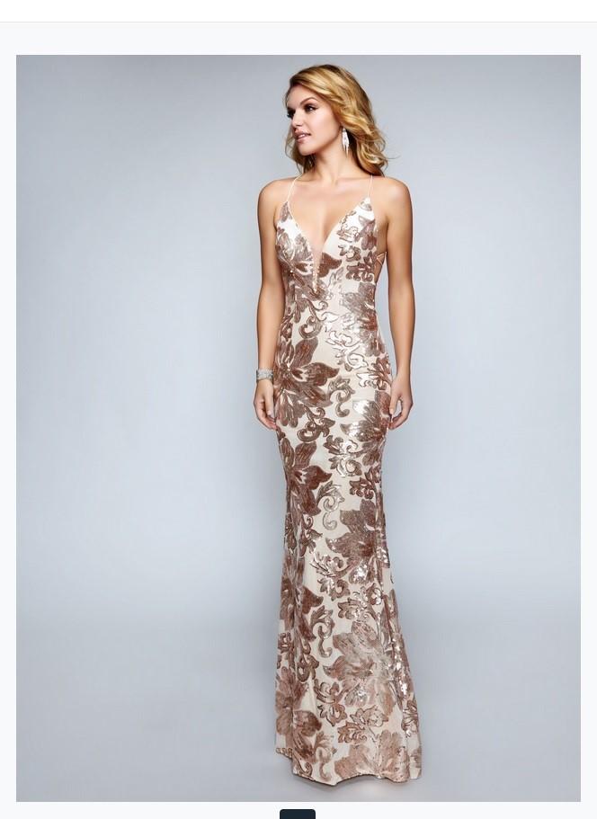 Nina Canacci 1436 Halter Gown With  Crisscross Back Nina Canacci