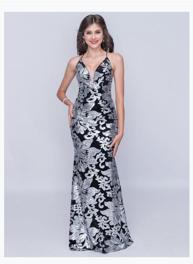 Nina Canacci 1436 Halter Gown With  Crisscross Back Nina Canacci