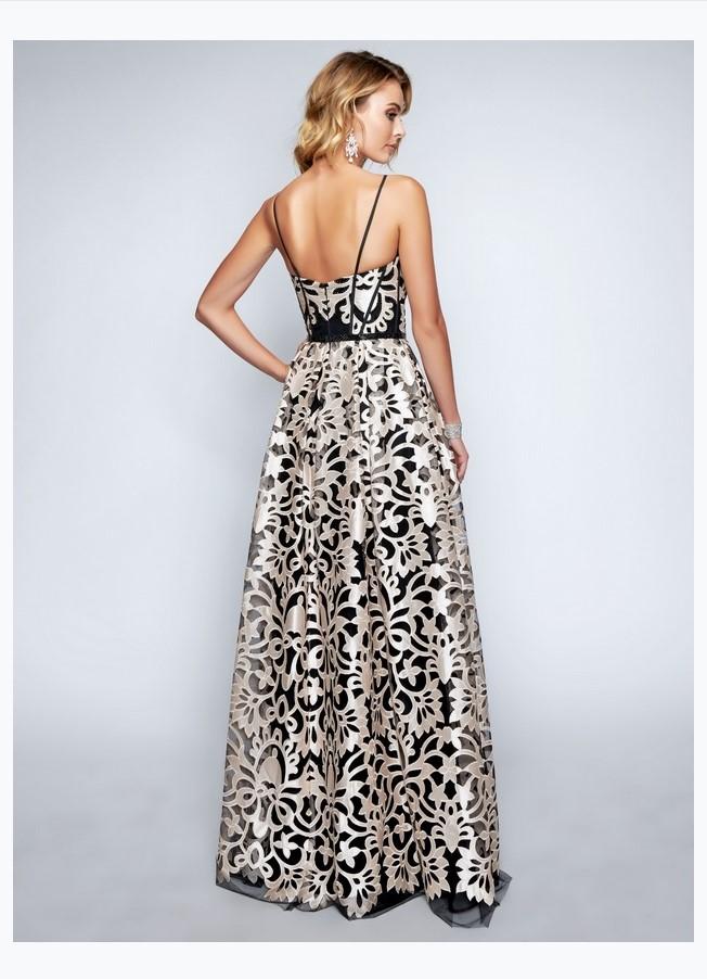 Nina Canacci 1446 Sleeveless, Spaghetti straps, Embellishments, Two tone, Sheer inset, Nina Canacci