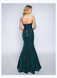 Nina Canacci 1454 Embroidered Strapless Trumpet Evening Dress Nina Canacci