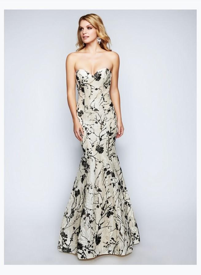 Nina Canacci 1455.Fitted, Strapless, Seamed Bodice, Mid-Open Back, Back Zipper Closure Nina Canacci