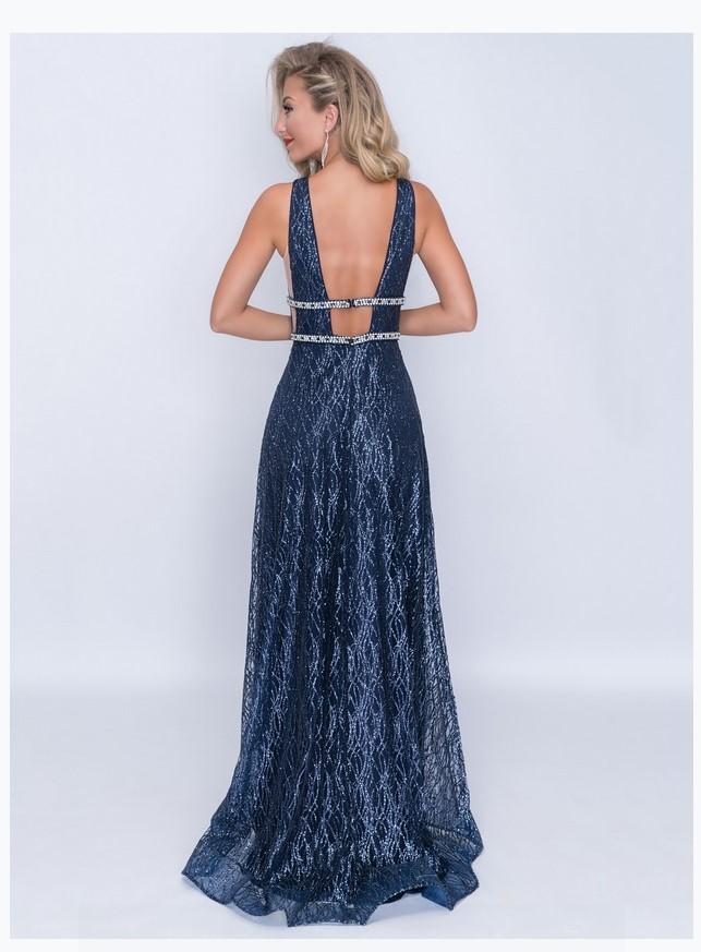 Nina Canacci 1460 Sheer Inset Panel, Sleeveless, Fitted, Beaded Belt, Nina Canacci