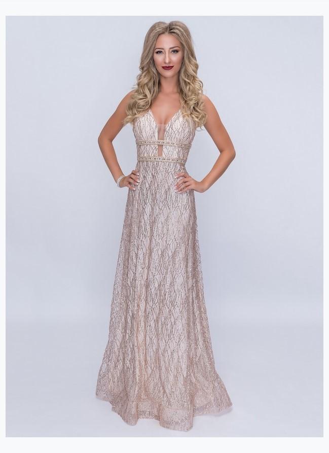 Nina Canacci 1460 Sheer Inset Panel, Sleeveless, Fitted, Beaded Belt, Nina Canacci