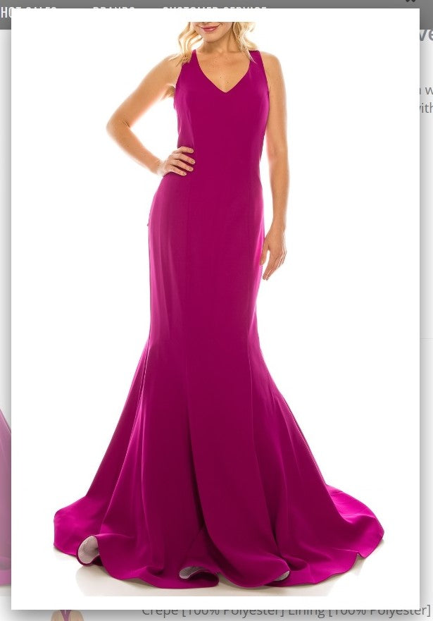 Odrella 4225 Fuchsia Trumpet Evening Gown with Open Back Odrella