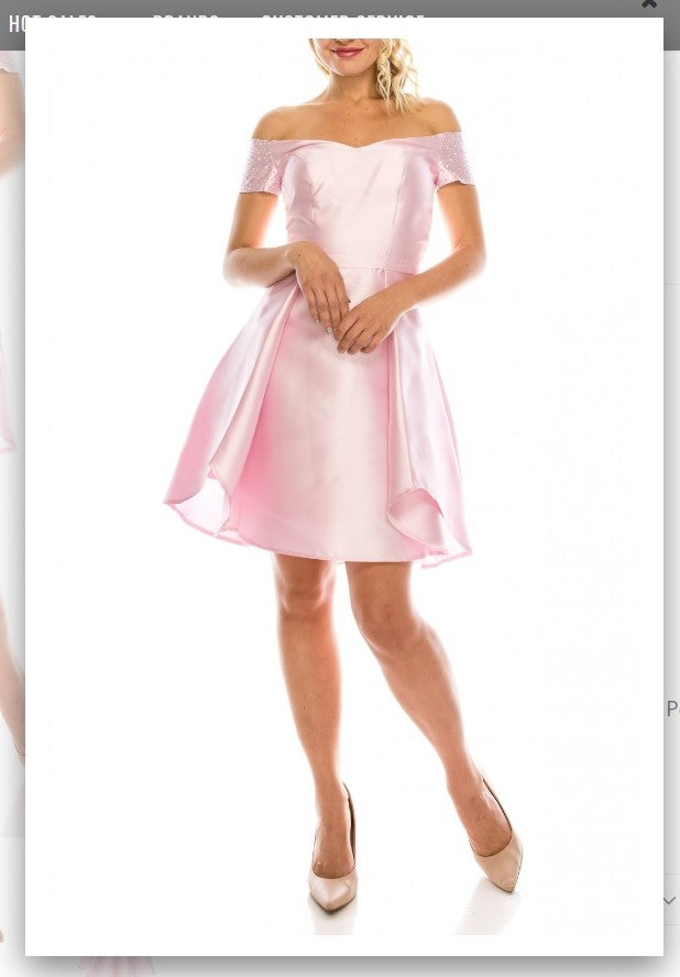 Odrella 4503 Light Pink Off-the-Shoulder A-Line Party Dress Odrella