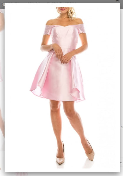 Odrella 4503 Light Pink Off-the-Shoulder A-Line Party Dress Odrella
