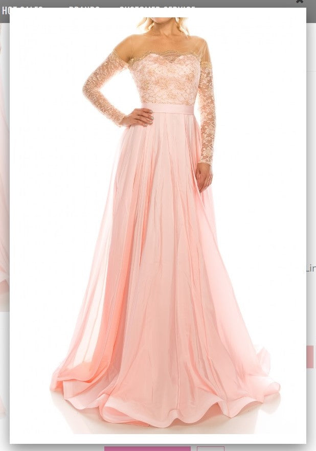 Odrella 4514 Pink Embellished Lace & Taffeta A-Line Evening Gown Odrella