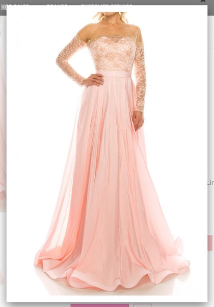 Odrella 4514 Pink Embellished Lace & Taffeta A-Line Evening Gown Odrella