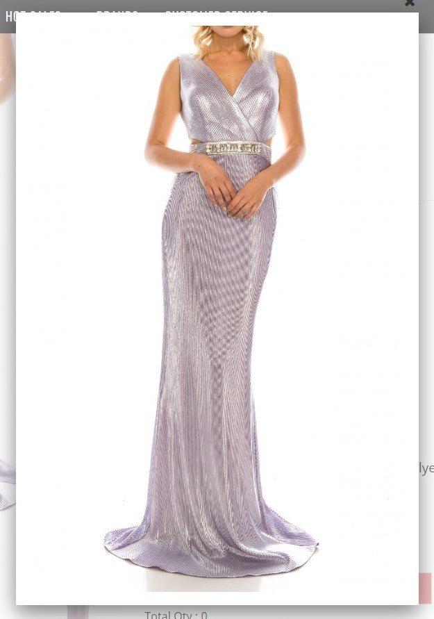 Odrella 4763 Lilac Sleeveless Surplice Sheath Evening Gown Odrella