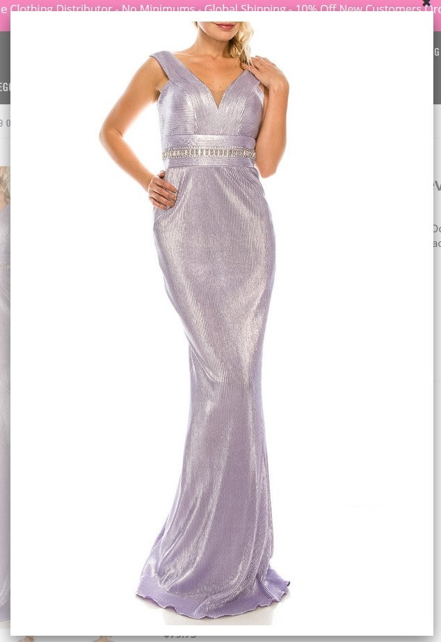 Odrella 4767 Metallic Ribbed Sleeveless Sheath Evening Gown Odrella