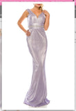 Odrella 4767 Metallic Ribbed Sleeveless Sheath Evening Gown Odrella